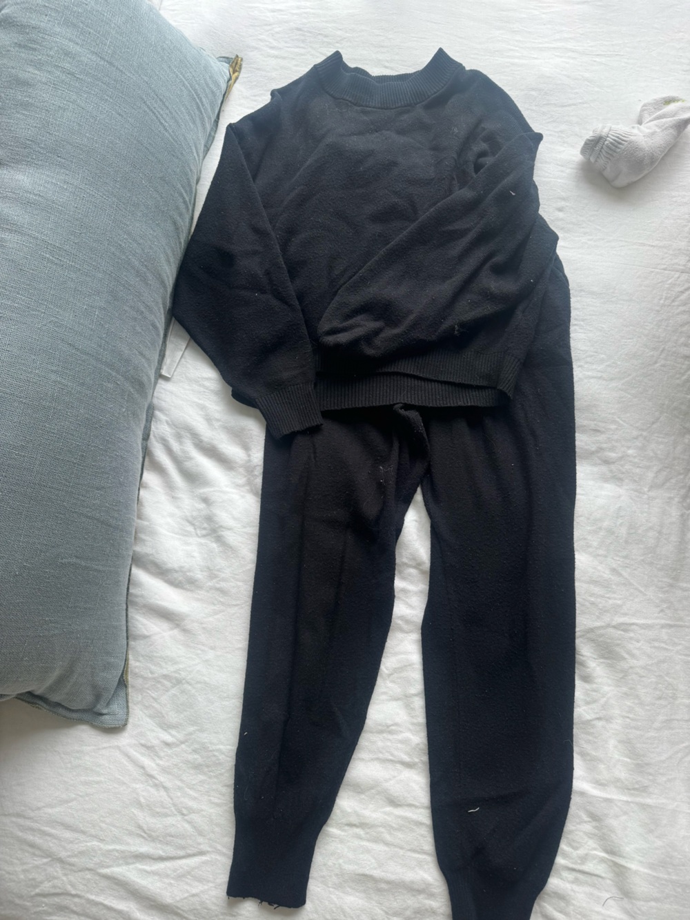 Black Knit Jogger Pant Set for Women